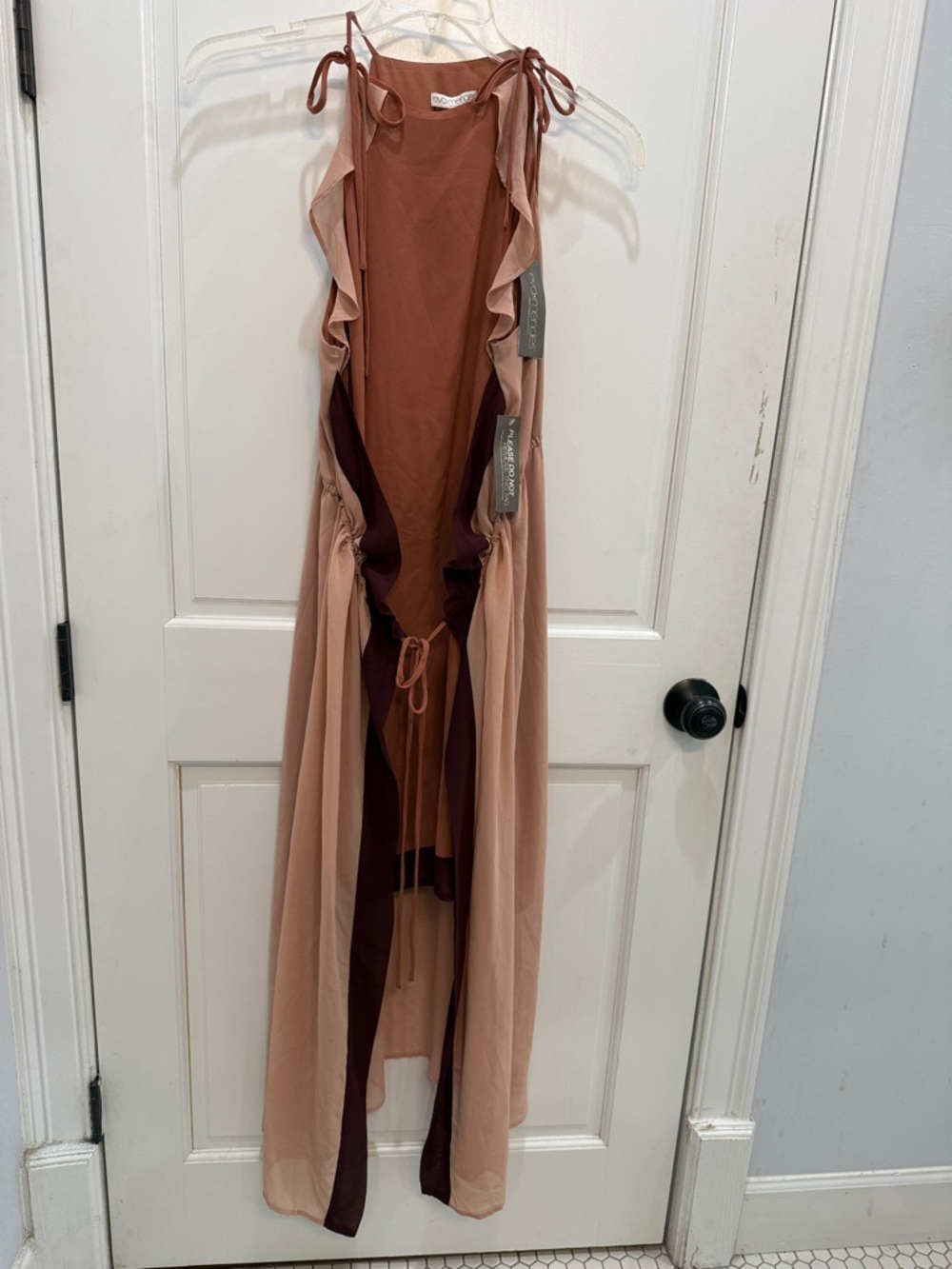 eva mendes for New York & Company Blush, Mauve & Rust Colorblock Maxi Dress